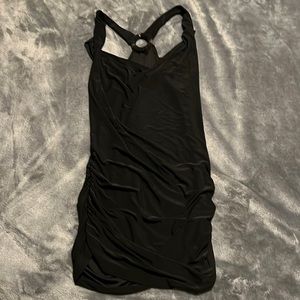 Black swoop neck dress shirt